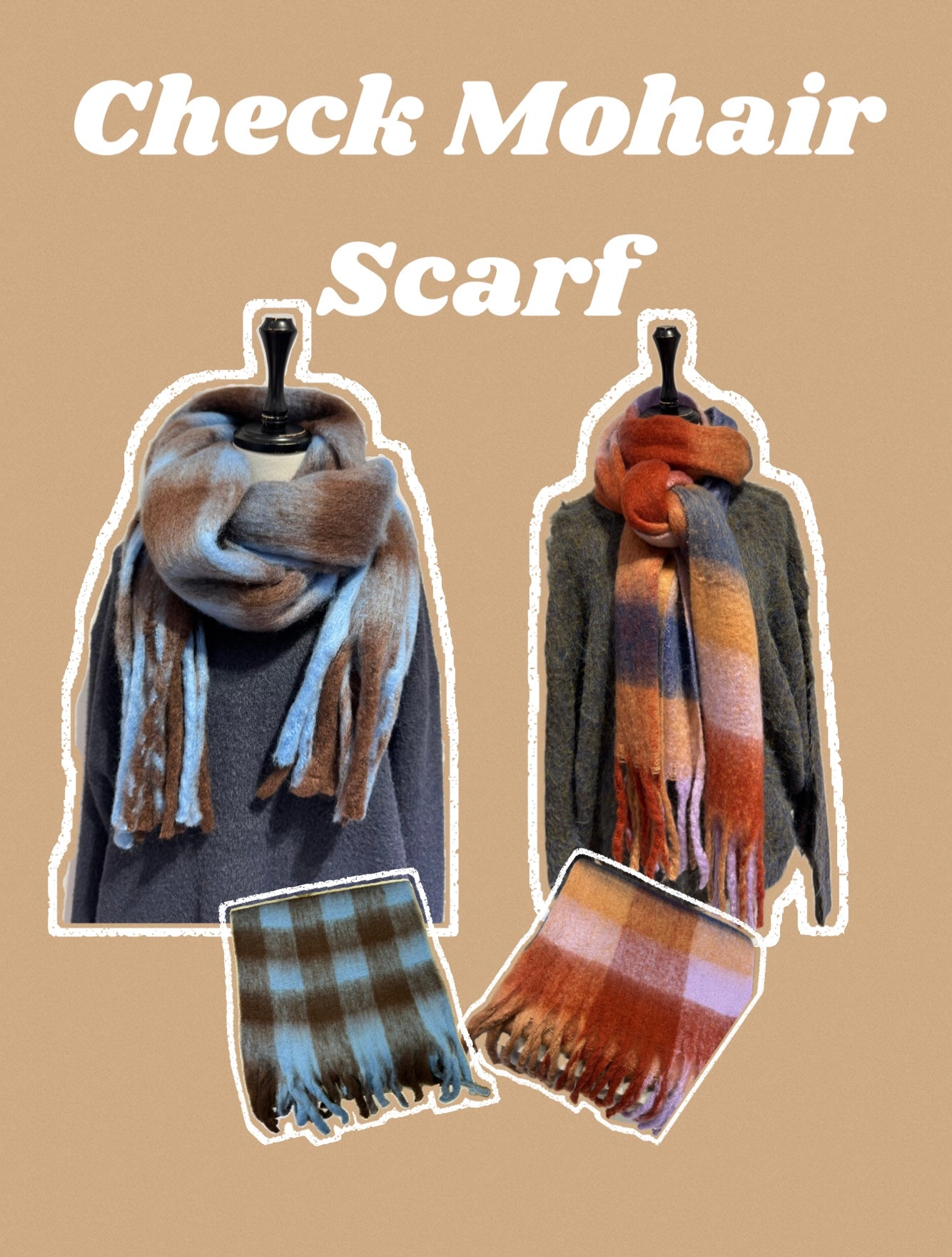 チェックモヘヤマフラー