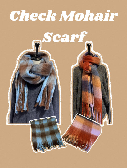 チェックモヘヤマフラー